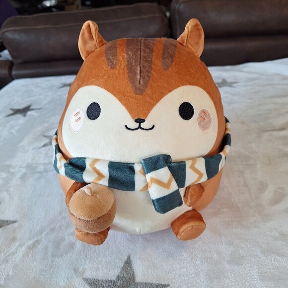 HONEYMARU Brand Cute Round Squishy Autumn Squirrel 10" Plush Toy - Picture 1 of 10